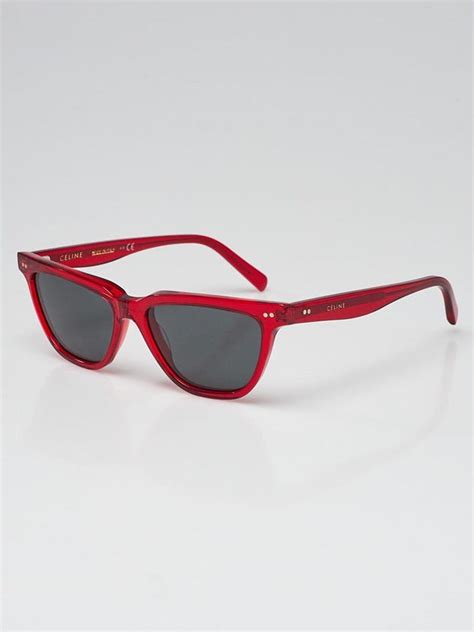 celine cl400231|Celine Red Clear Acetate Frame Sunglasses.